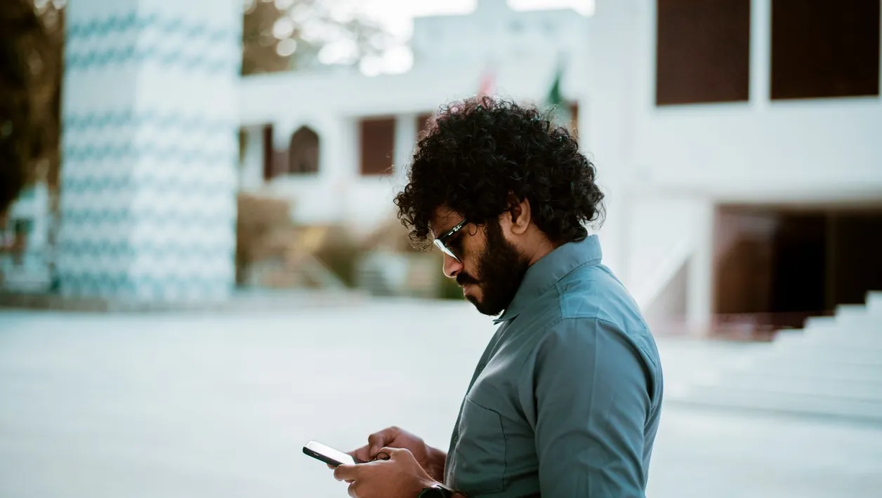 Woman using an app in her native language