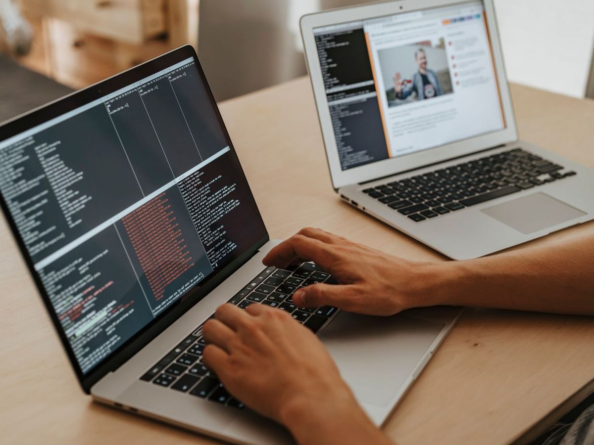 Laptop with a test environment on screen