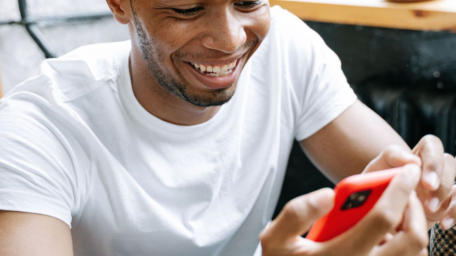 Person signing in to an app on a phone