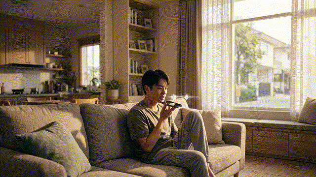 Native speaker recording voice on a smartphone