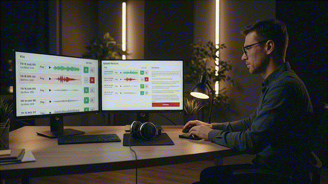 Reviewing submitted audio recordings with approve or reject actions