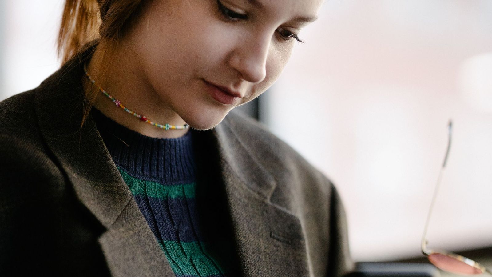 Woman searching on a tablet
