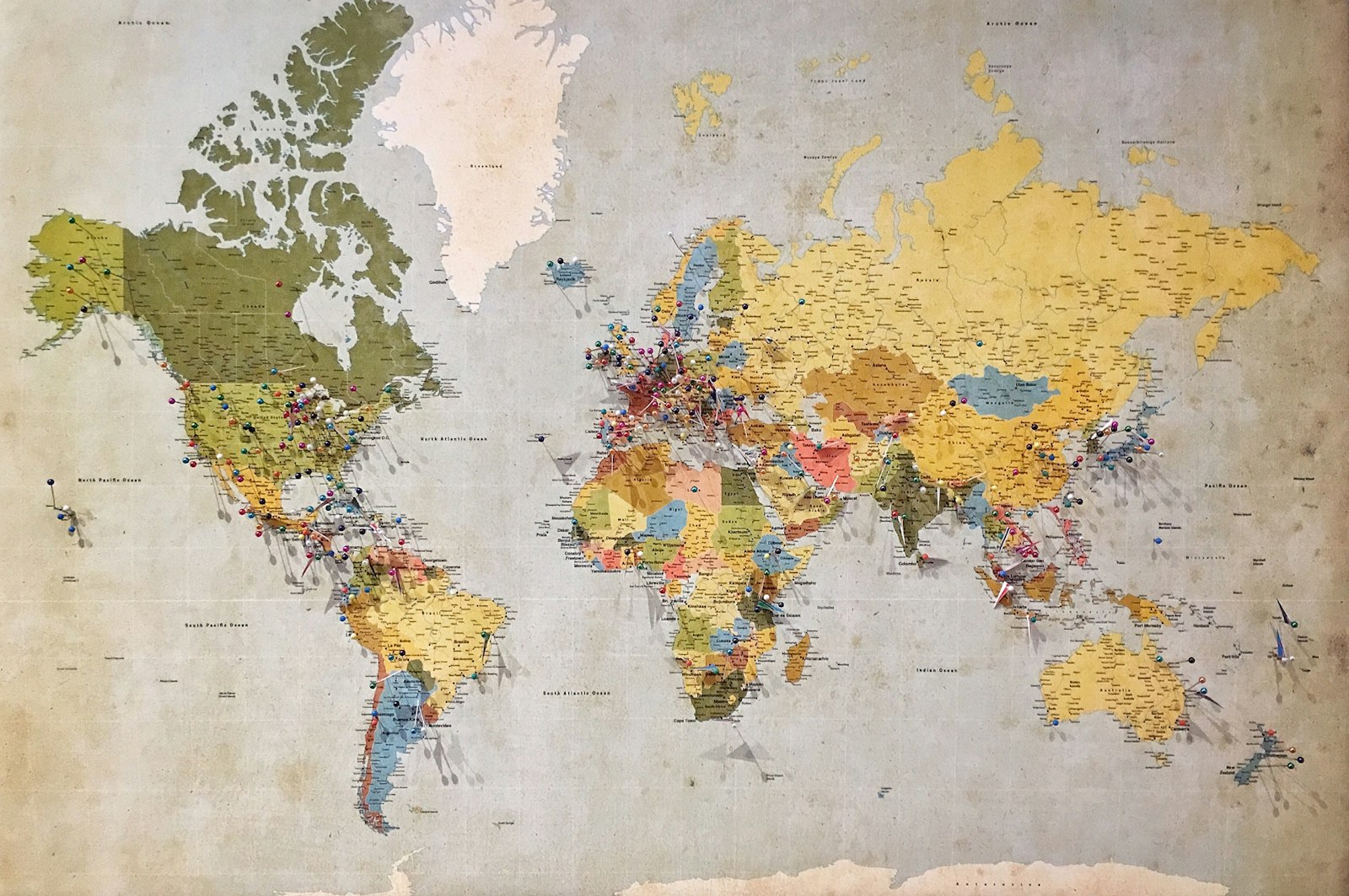 Laptop with a world map on screen for country targeting